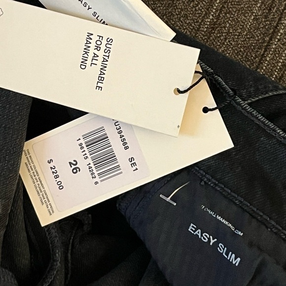 7 For All Mankind Blue Denim Easy Slim Cotton Straight Leg Jeans Size: 26 - Picture 9 of 9